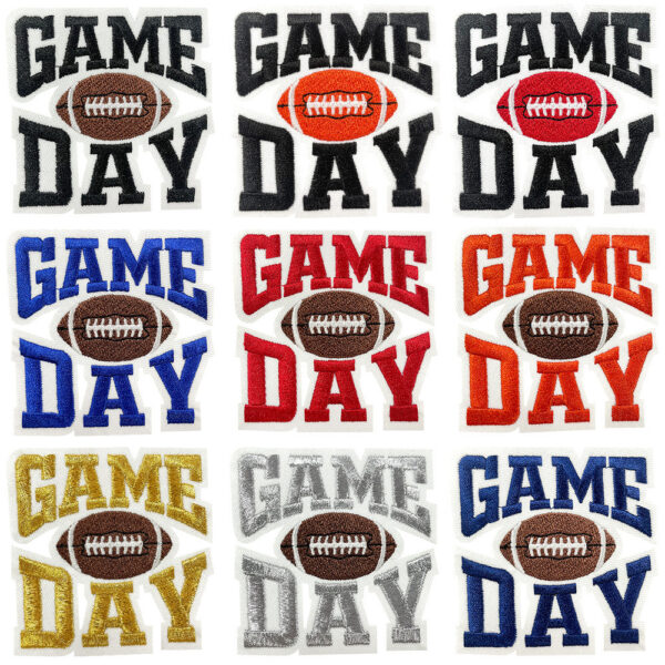 oly-279ef9b56b09f60f68a9997979429b93 Wholesale Football Gameday Embroidery Patches 9 Styles DIY Iron-On Applique for Coats Chic Gift