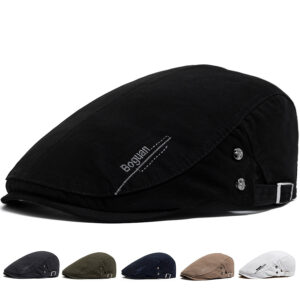 oly-27a950f398b024727ac1c758dc5716d9 Wholesale Men's Cotton Beret with Star Embroidery Summer Sun Hat Adjustable