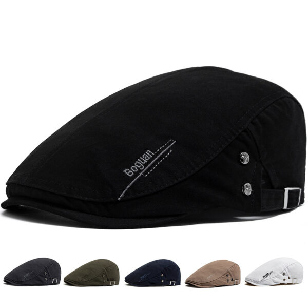 oly-27a950f398b024727ac1c758dc5716d9 Wholesale Men's Cotton Beret with Star Embroidery Summer Sun Hat Adjustable