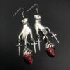 oly-27c4c56cd72c9dd5d3617fabed13a7b7 Wholesale Gothic Blood Drop Heart Palm Earrings Stylish Red Rhinestone Jewelry Accessory for Women Trendy Gift