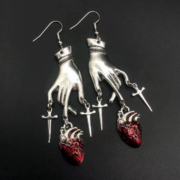 oly-27c4c56cd72c9dd5d3617fabed13a7b7 Wholesale Gothic Blood Drop Heart Palm Earrings Stylish Red Rhinestone Jewelry Accessory for Women Trendy Gift
