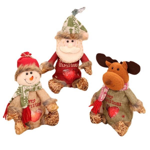 Wholesale Cloth Christmas Gift Bags with Santa Pattern for Party Craft Supply