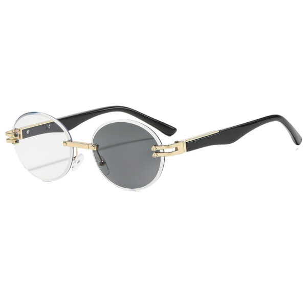 oly-2803682ad00807a7c5250791a02a0133 Wholesale Frameless Round Photochromic Sunglasses UV400 Gold Frame Gray Lens Fashion Accessory for Street Style Travel