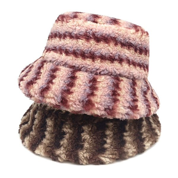 Wholesale Striped Plush Bucket Hat Chic Winter Hat for Women Everyday Wear