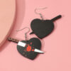 Wholesale Fashion Acrylic Heart Knife Earrings Hook Trendy Plastic Resin Drop Earrings for Women Gift Boutique Resale Jewelry Accessory