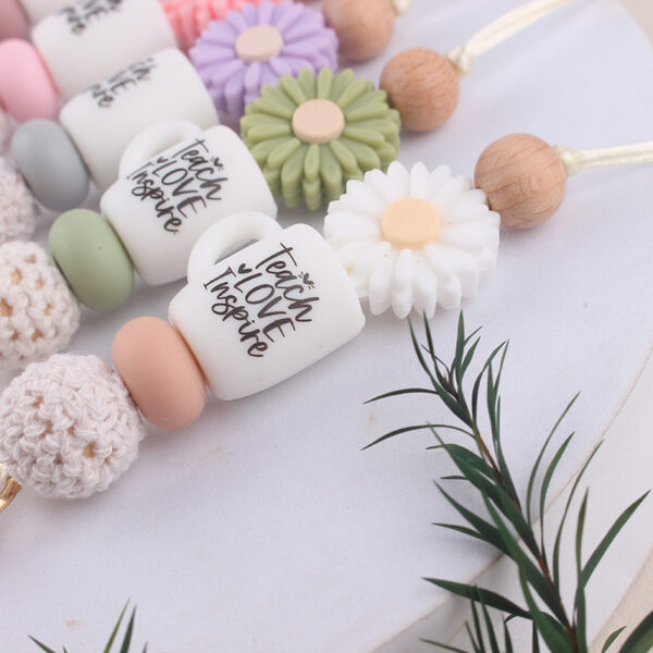 Wholesale Silicone Beaded Lanyard Keychain  Chic ID Badge or Cup Charm for Everyday Accessory