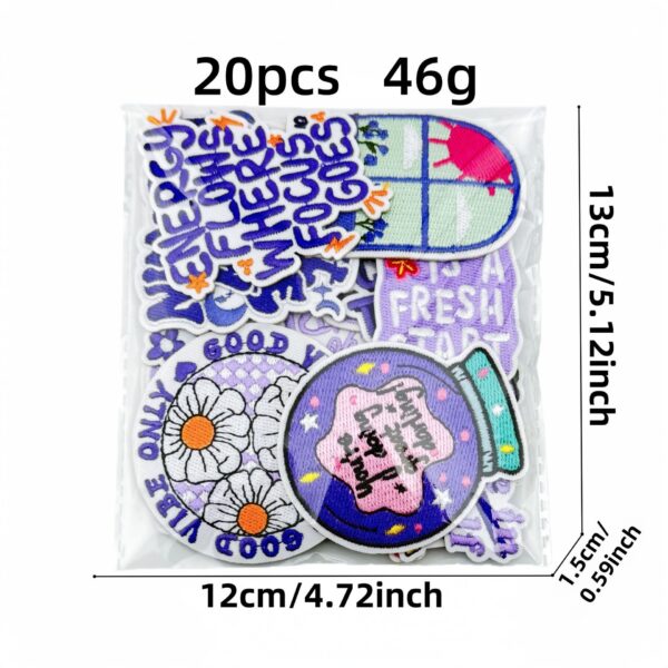 Wholesale Trendy Inspirational English Embroidered Patches Purple Decorative Clothing Stickers for Resale