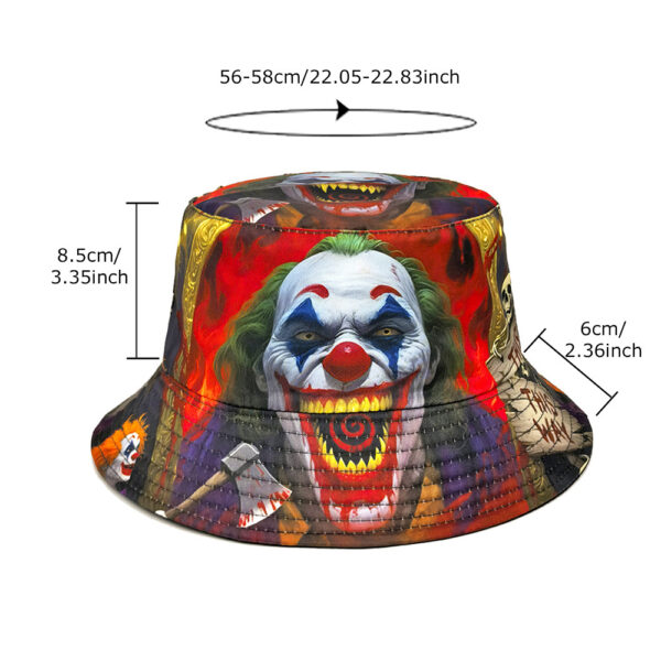 oly-28592a7d77f63143cb3a3443a778cd51 Wholesale Trendy Halloween Reversible Bucket Hat Skull Clown Pattern Sun Hat Fashion Accessory Resale