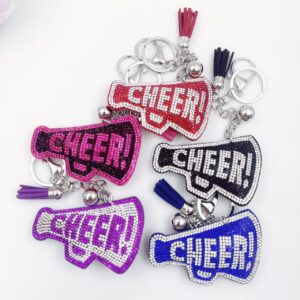oly-28661c391626630123840b66e069f16a Wholesale Korean Velvet Rhinestone CHEER Keychain Stylish Bag Charm Gift