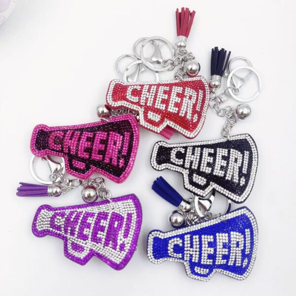 Wholesale Korean Velvet Rhinestone CHEER Keychain Stylish Bag Charm Gift