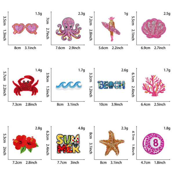 Wholesale Beach Ocean Series Polyester Sequined Octopus Patch Iron-On Embroidery DIY Car Clothing Accessory