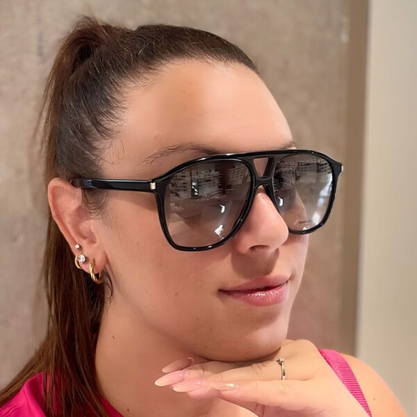 Wholesale Retro Double Bridge Sunglasses UV400 Protection Grey Lens Black Frame Fashion Accessory Boutique Resale