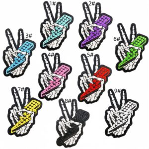 Skeleton hand patch set 9 pieces