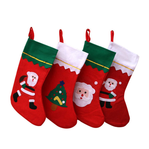 Wholesale Large Christmas Stocking Applique Non Woven Fabric White Edge Random Pattern Gift Home Decor