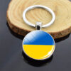 Wholesale Stylish Ukraine Flag Double Sided Glass Ball Keychain Birthday Gift for Resale