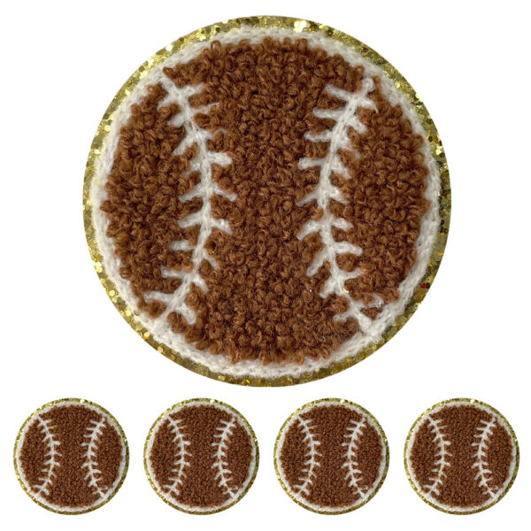 oly-28ba4b657a89a632045b5a836a19a192 Wholesale Fashion Yellow Round Softball Chenille Embroidered Patch DIY Fabric Applique, Boutique Craft Supply