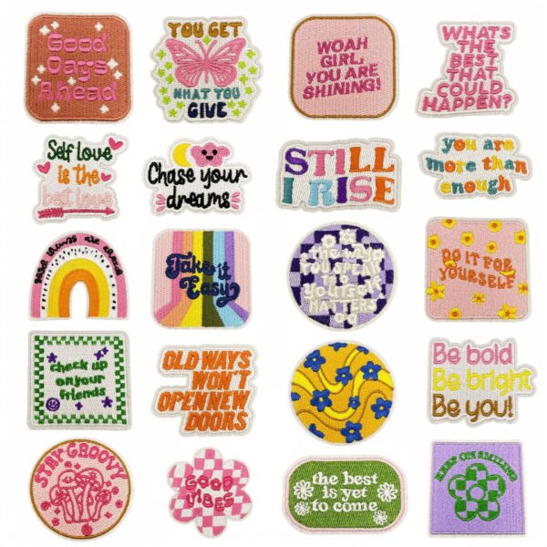 Wholesale Stylish Colorful English Letter Embroidery Patch Polyester Cloth Sticker DIY Decorative Accessory