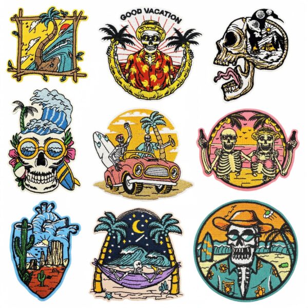 Wholesale Colorful Landscape Skull Embroidered Patch Decorative Accent for Home or Gift