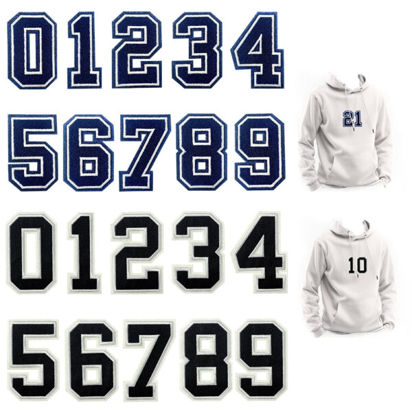oly-29200e9e00779dad49ce95e446d6fa20 Wholesale Stylish Arabic Number Embroidery Patches Iron On Polyester Patches for Clothing Blue White DIY Gift Accessory