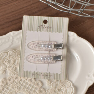 3 # White pearl seamless clip-2pcs