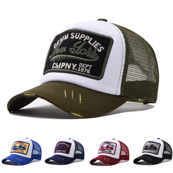 Wholesale Trendy Embroidered New York Baseball Cap, Black Mesh Sun Hat with Wide Brim, Unisex Casual