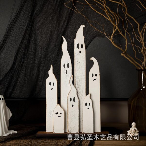 Wholesale Halloween Ghost Wooden Decoration Cute Resale Desktop Ornament