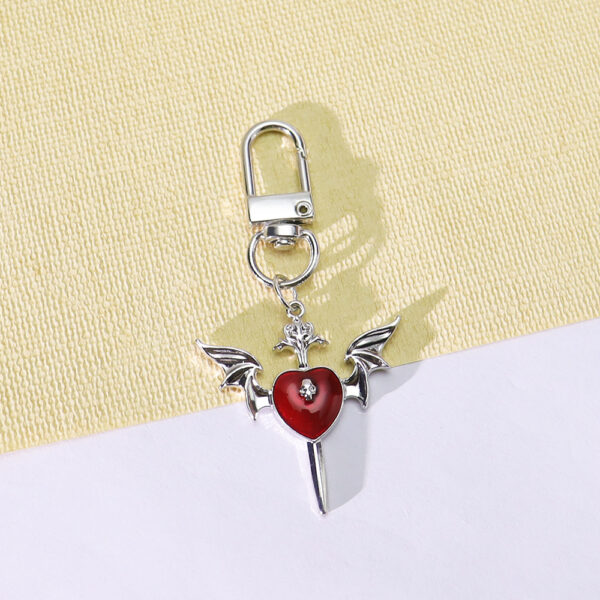 Wholesale Zinc Alloy Gothic Skull Love Wings Cross Pendant Keychain Chic Car Key Accessory