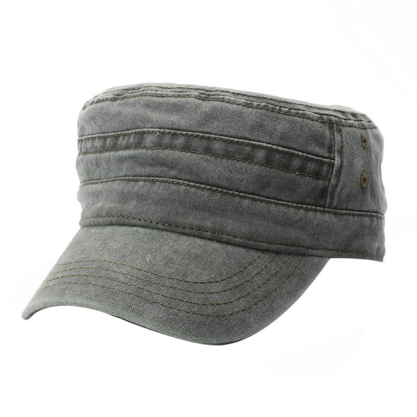oly-2996d0545dbd4fc55b3fd89d99bff3a5 Wholesale Washed Flat Top Military Cap Trendy Men's Hat for Everyday Wear