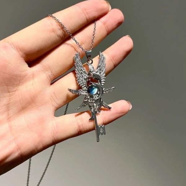 oly-29d0a2a72ef3e6211bd2997013d82036 Wholesale Vintage Angel Wing Pendant Necklace Moonlight Gem Fashion Jewelry Accessory Boutique Resale