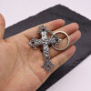 Wholesale Silver Alloy Cross Keychain Pendant Vintage Vine Design Jewelry Accessory