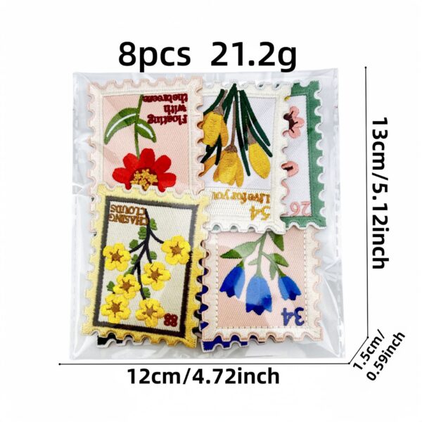 oly-2a08f4278ac85d1dbf5f1138b6372d1f Wholesale Polyester Thread Iron On Embroidered Patches Floral Stamp Design Set of 8 Decorative Gift for DIY Sewing
