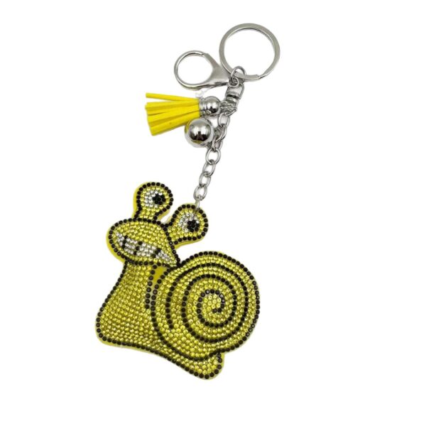Wholesale Yellow Rhinestone Cartoon Snail Keychain Fashion Decorative Accessory