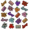 Wholesale Leopard Print English Slogan Embroidered Patches Set of 20 Decorative Clothing Accessory