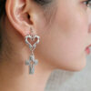 Wholesale Vintage Flame Heart Cross Earrings Gothic Carved Fashion Accessory Jewelry Gift