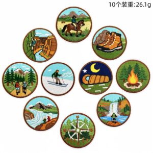 Outdoor round fabric patch set a, 10-piece pack