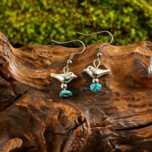 Bird hanging turquoise earrings (pair)