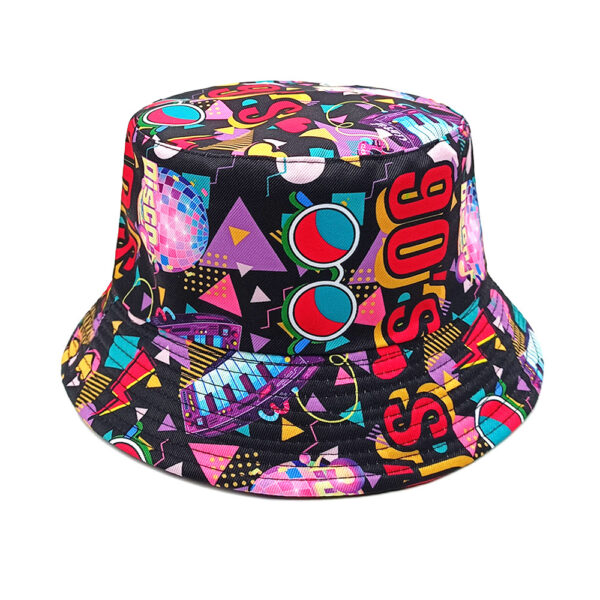 oly-2a6fbea9e564e2c6ed4271d343c3d508 Wholesale 90s Graffiti Print Fisherman Hat Double Sided Sun Hat Dome Top Casual Everyday Headwear for Men Women