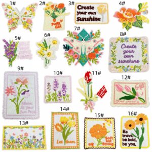 16-piece set of pastoral floral fabric appliqué