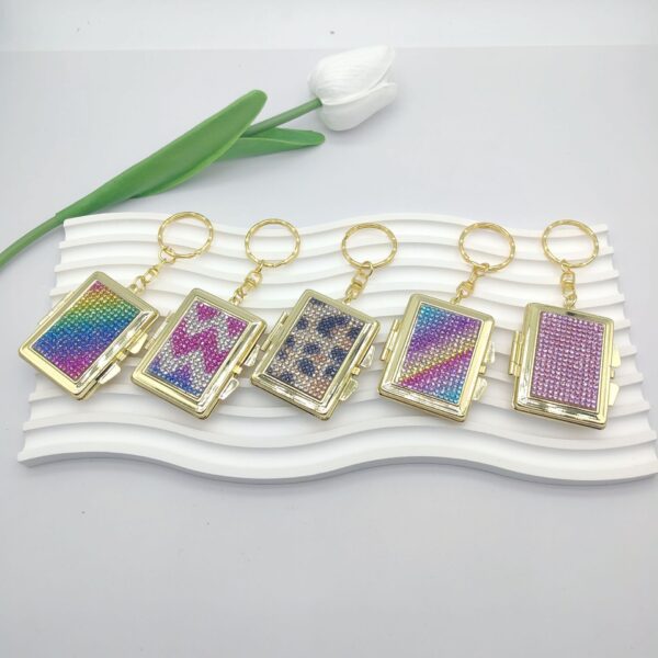 oly-2a89f3edb96478aff88c996a282ed015 Wholesale Rhinestone Makeup Mirror Keychain Travel Souvenir Fashion Accessory Pink
