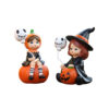 Wholesale Resin Halloween Skull Balloon Witch Statue Set Decorative Accent for Home Garden