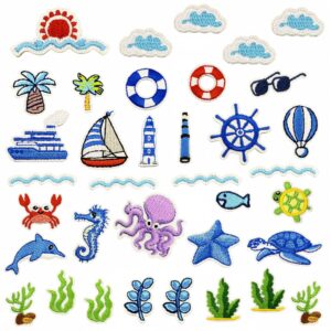 oly-2a95efc3c027afe3e2bea94faa1300fc Wholesale Ocean Series Cartoon Embroidery Patch Polyester Thread Fashion Accessory for Hats & Shoes