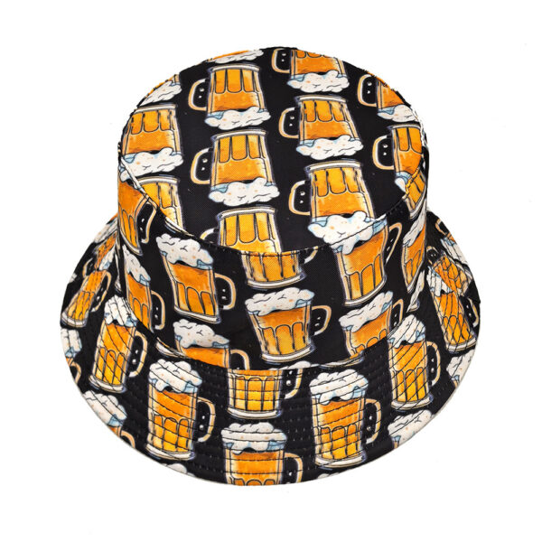 oly-2ab928cad41452ebba11cb7febb9b6b7 Wholesale Black Beer Pattern Reversible Bucket Hat Everyday Sun Protection Hat for Men