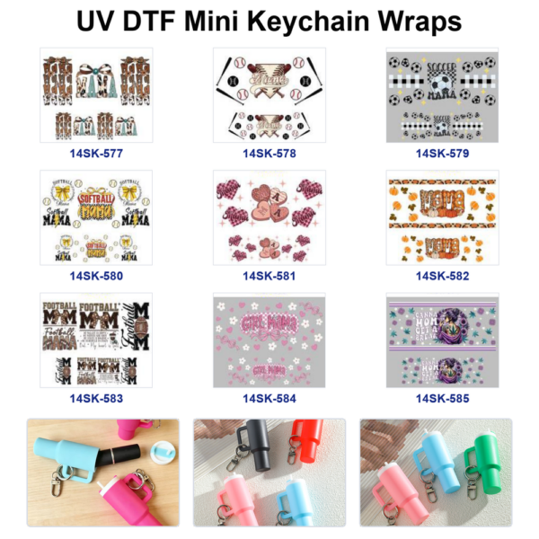 oly-2abd32792bcf5e485420565086543b05 Wholesale 2/4/8pcs Mother's Day Sports Print Mini Cup Keychain Sticker