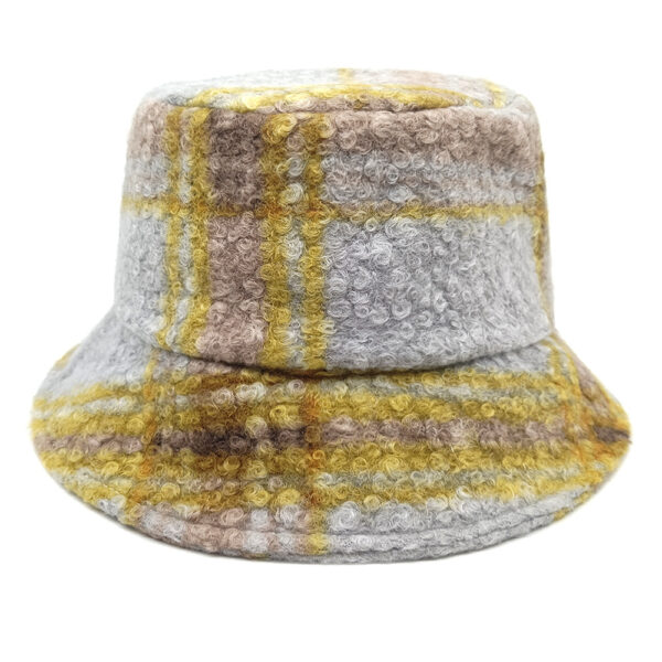 Wholesale Retro Plaid Teddy Fleece Bucket Hat Stylish Casual Fashion Accessory for Men Women Gift Resale