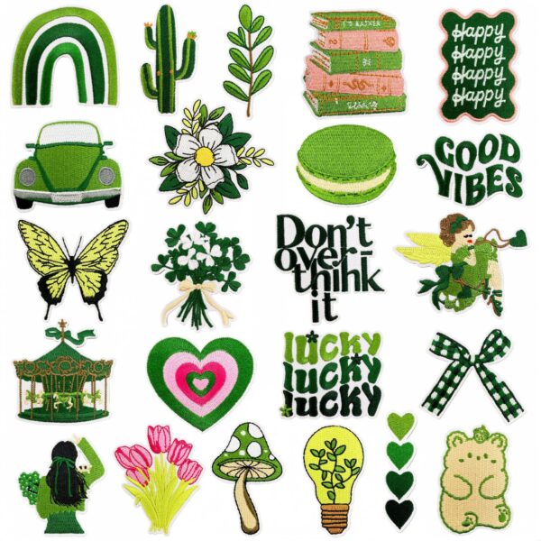 Wholesale Polyester Iron-On Embroidered Patch Forest Fairy Green Macaron DIY Accessory