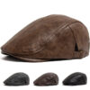 Wholesale Retro British Men's PU Leather Beret Newsboy Cap Warm Winter Thermal Fashion Accessory Boutique Resale