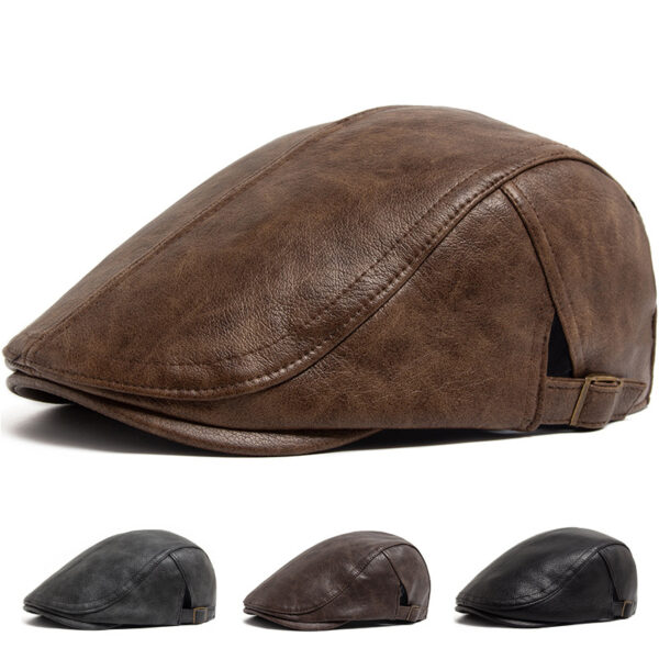 Wholesale Retro British Men's PU Leather Beret Newsboy Cap Warm Winter Thermal Fashion Accessory Boutique Resale
