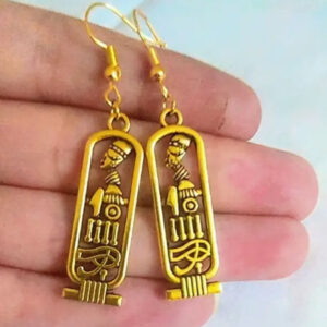 Wholesale Ancient Egyptian Hieroglyph Pendant Earrings with Eye of Horus Gold Tone Alloy Jewelry