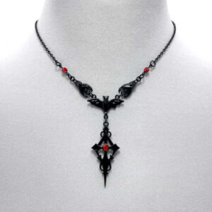 oly-2b354be357cd2f08f32e2c9fe3d49a66 Wholesale Gothic Bat Cross Pendant Necklace Trendy Jewelry Accessory for Party or Gift