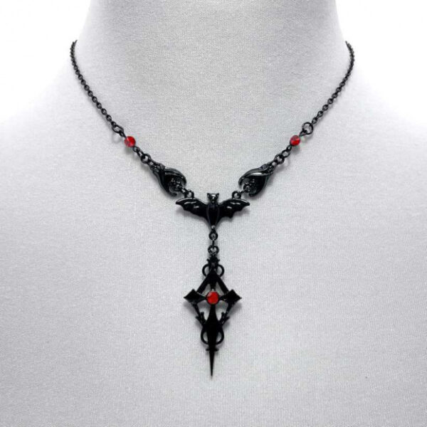 oly-2b354be357cd2f08f32e2c9fe3d49a66 Wholesale Gothic Bat Cross Pendant Necklace Trendy Jewelry Accessory for Party or Gift